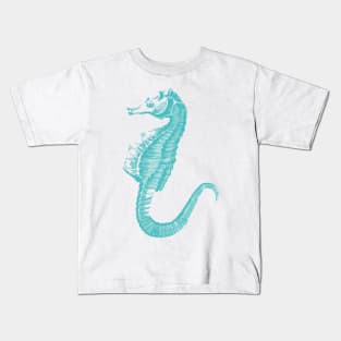 Turquoise Seahorse Kids T-Shirt